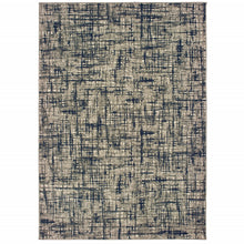 Gray And Navy Abstract Runner Rug - 2’ x 8’