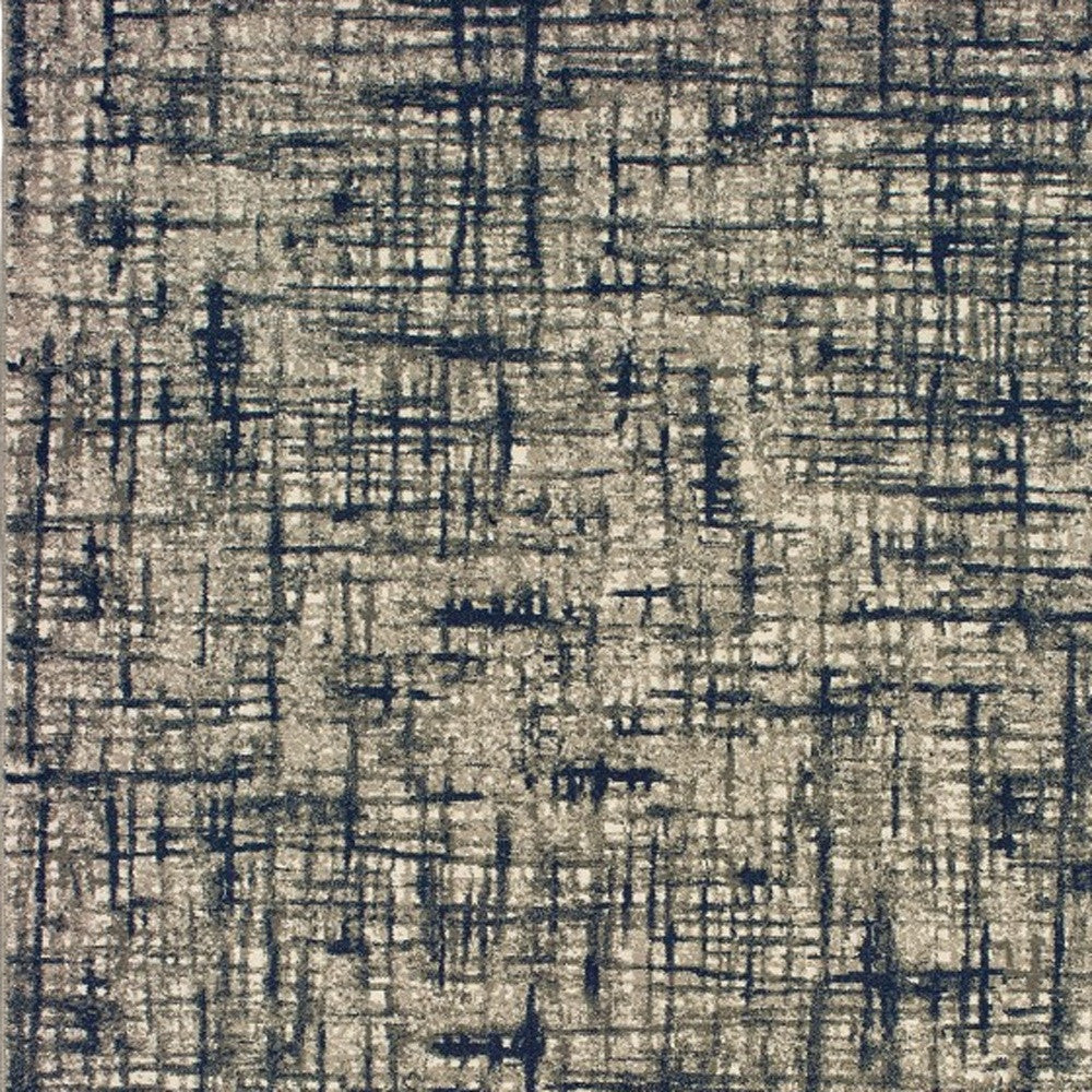 Gray And Navy Abstract Runner Rug - 2’ x 8’