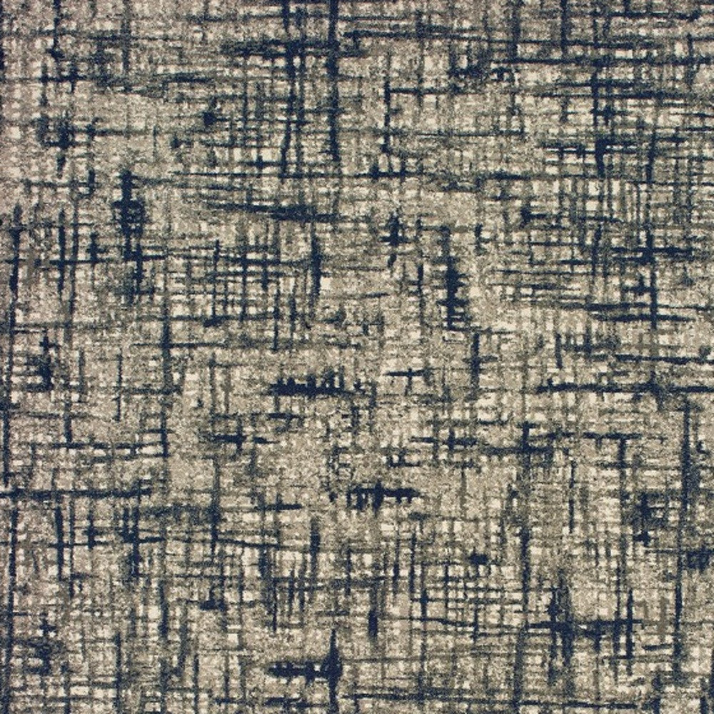 Gray And Navy Abstract Runner Rug - 2’ x 8’