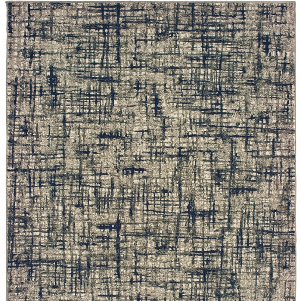 Gray And Navy Abstract Runner Rug - 2’ x 8’