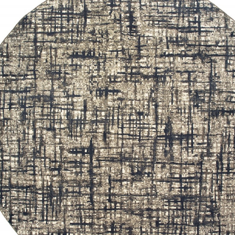 Gray And Navy Abstract Runner Rug - 2’ x 8’