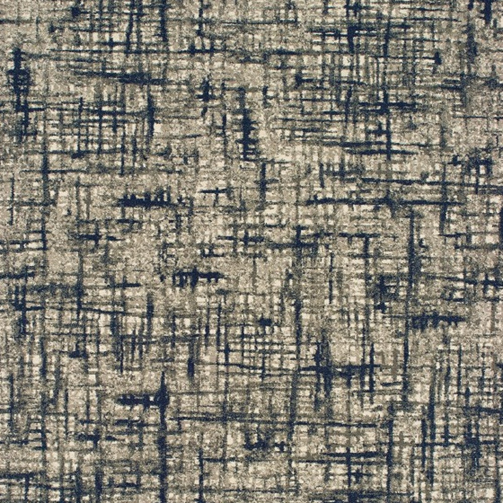 Gray And Navy Abstract Runner Rug - 2’ x 8’