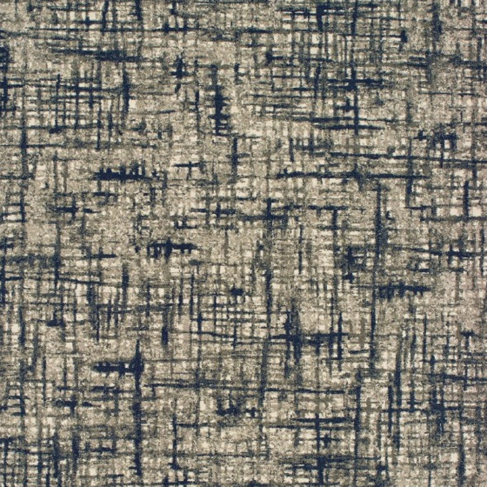 Gray And Navy Abstract Runner Rug - 2’ x 8’