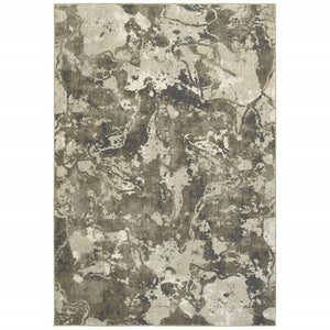 Gray And Ivory Abstract Spatter Area Rug - 4’ x 6’