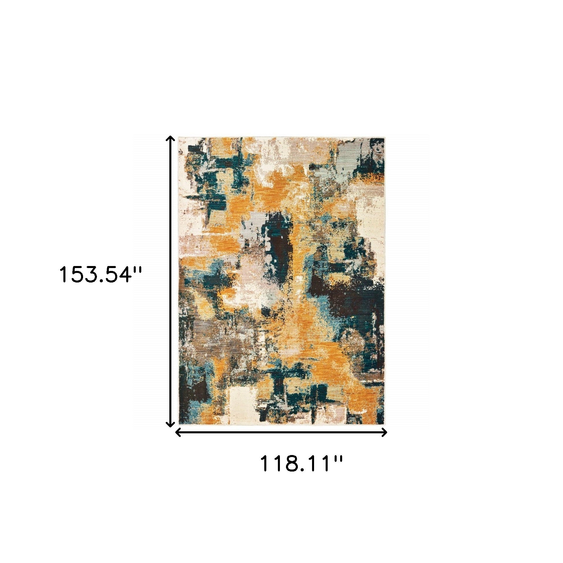 Blue And Gold Abstract Strokes Scatter Rug - 2’ x 3’