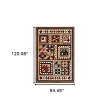 2’X8’ Brown And Red Ikat Patchwork Runner Rug
