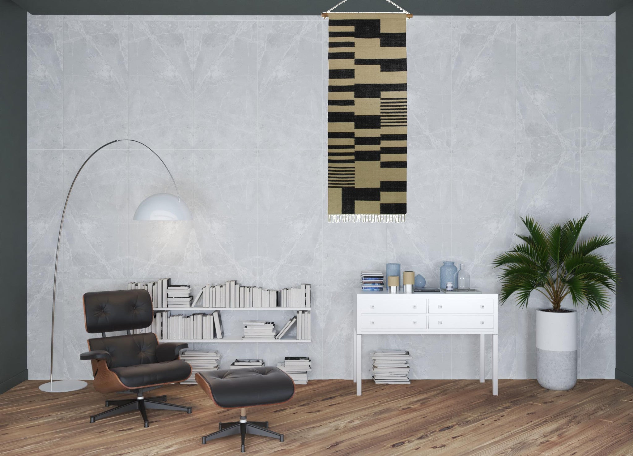 Tapiz de pared de yute negro y beige