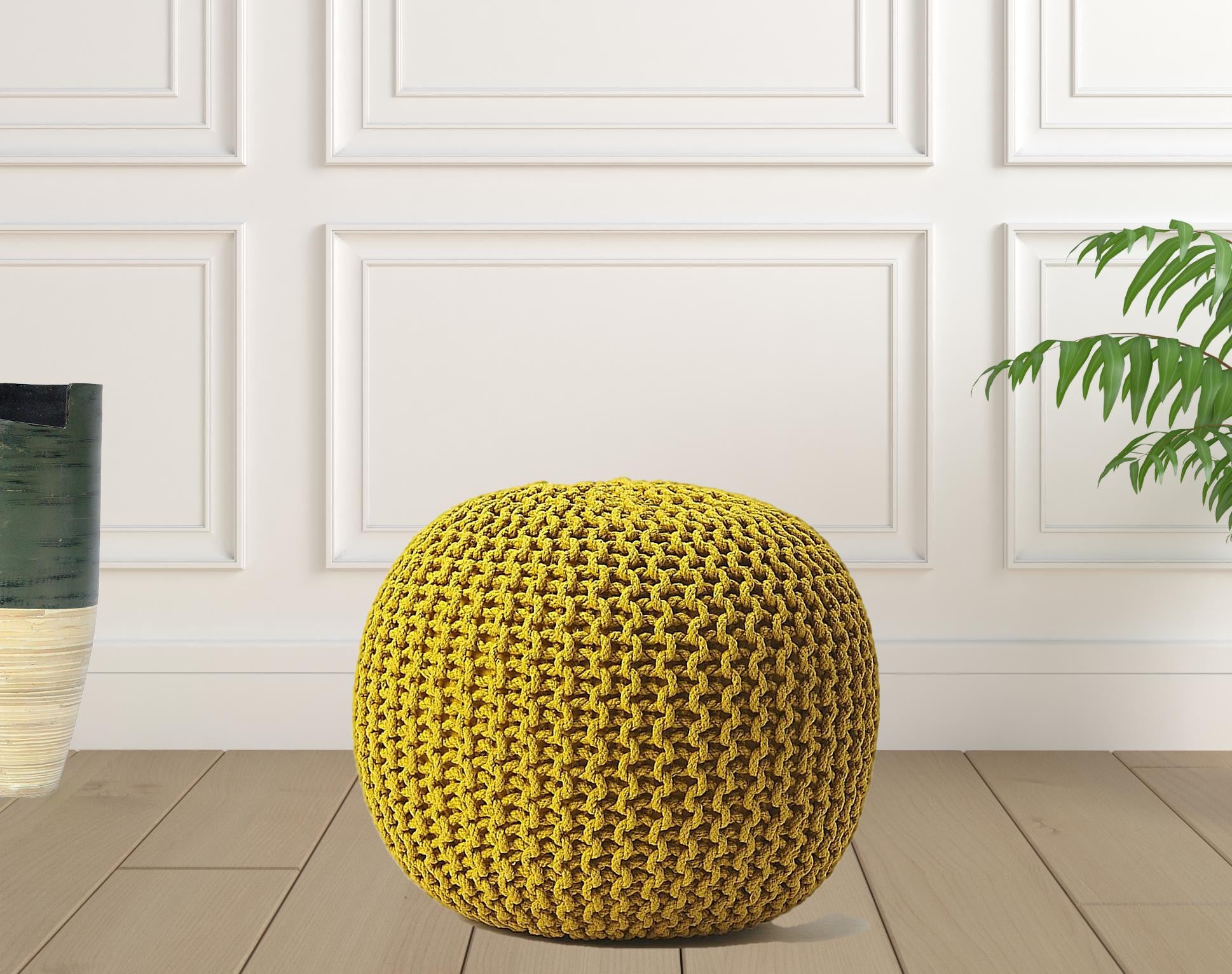 Cool Golden Mustard Pouf Ottoman