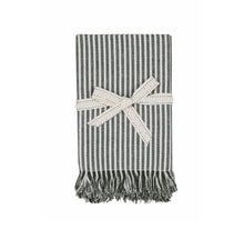 Set Of Eight Leaf Green Stripe Napkins