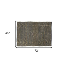 4’ X 6’ Black Distressed Tribal Area Rug