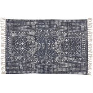 2' X 3' Blue And Ivory Batik Scatter Rug