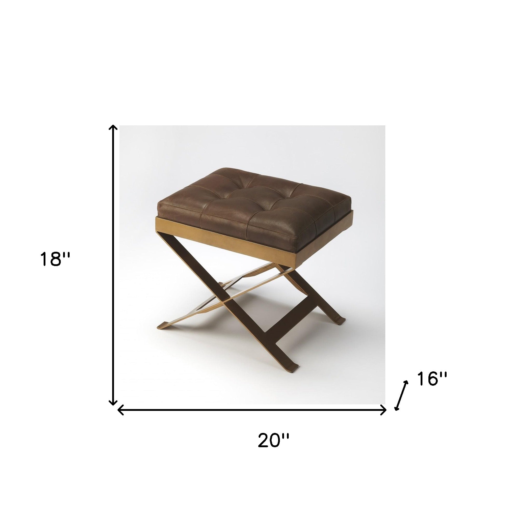 Medium Brown Tufted Leather Stool