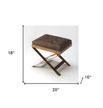 Medium Brown Tufted Leather Stool