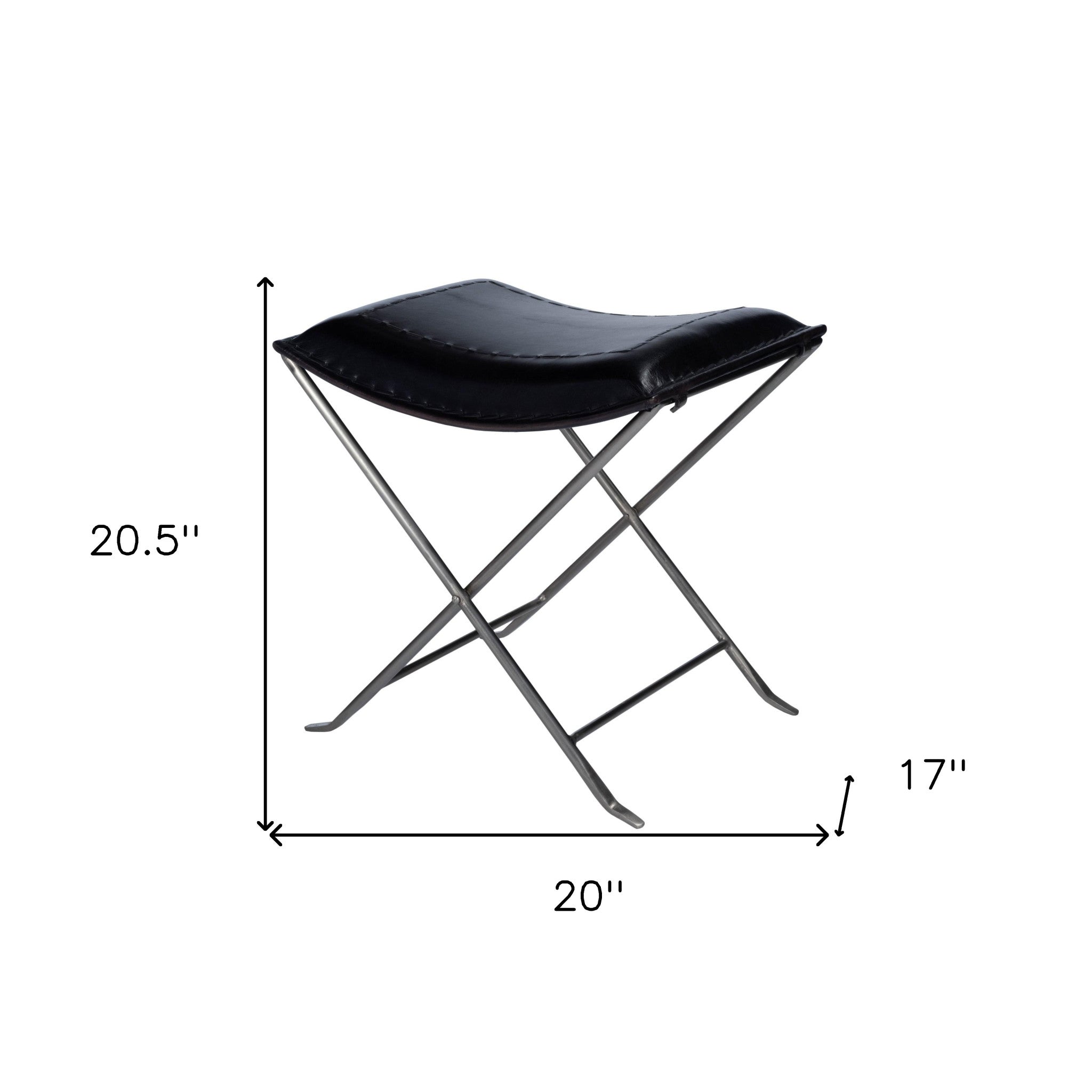 Modern Black Leather Stool