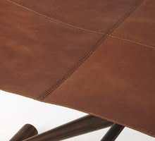 Brown Wood And Leather Portable Stool