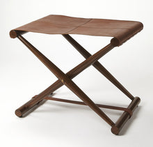 Brown Wood And Leather Portable Stool
