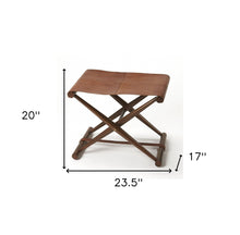 Brown Wood And Leather Portable Stool