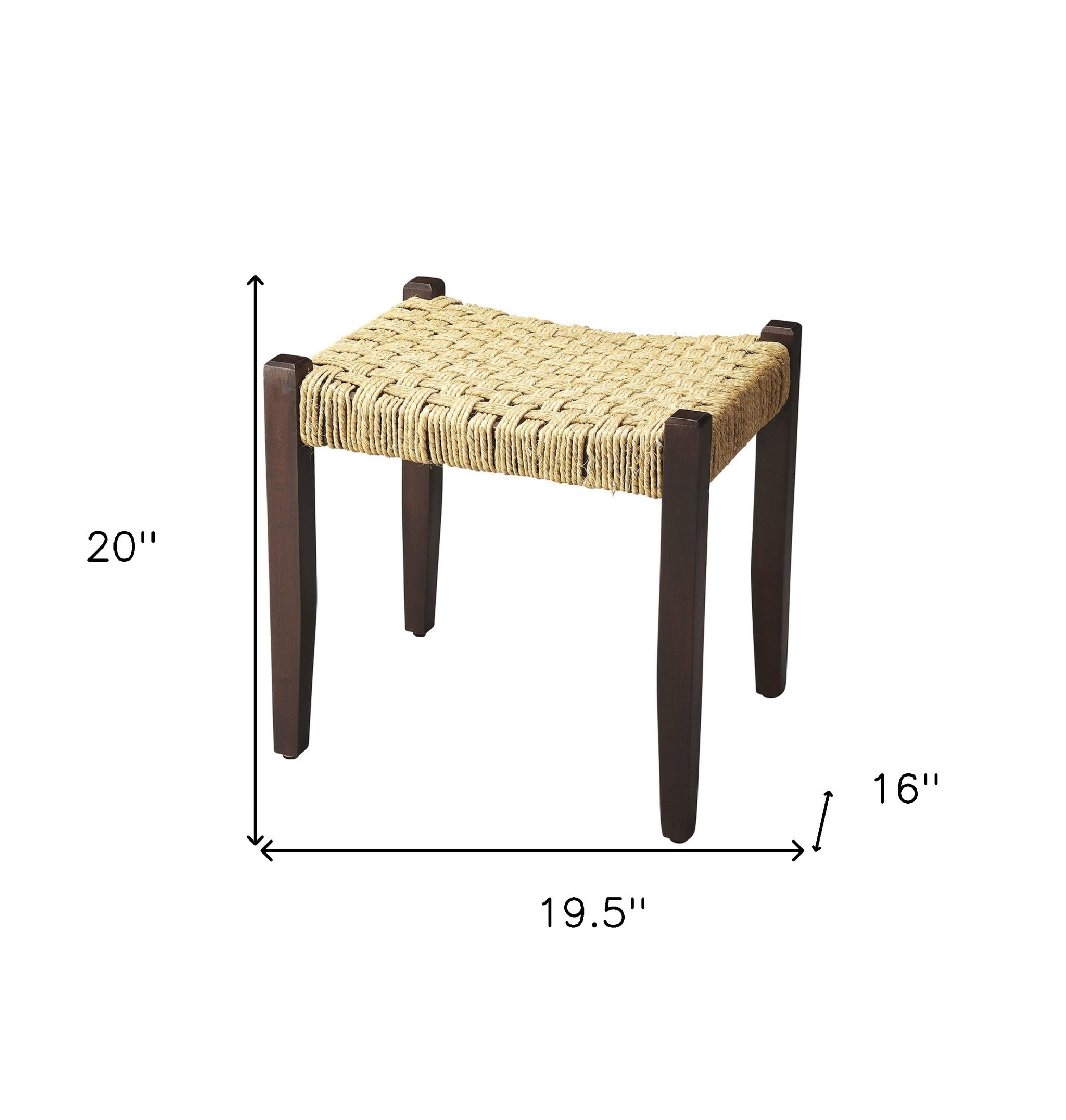 Solid Wood And Woven Jute Stool