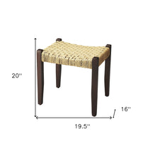 Solid Wood And Woven Jute Stool