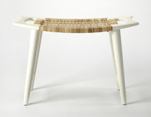 White And Natural Cane Woven Stool