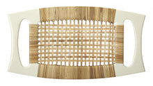 White And Natural Cane Woven Stool