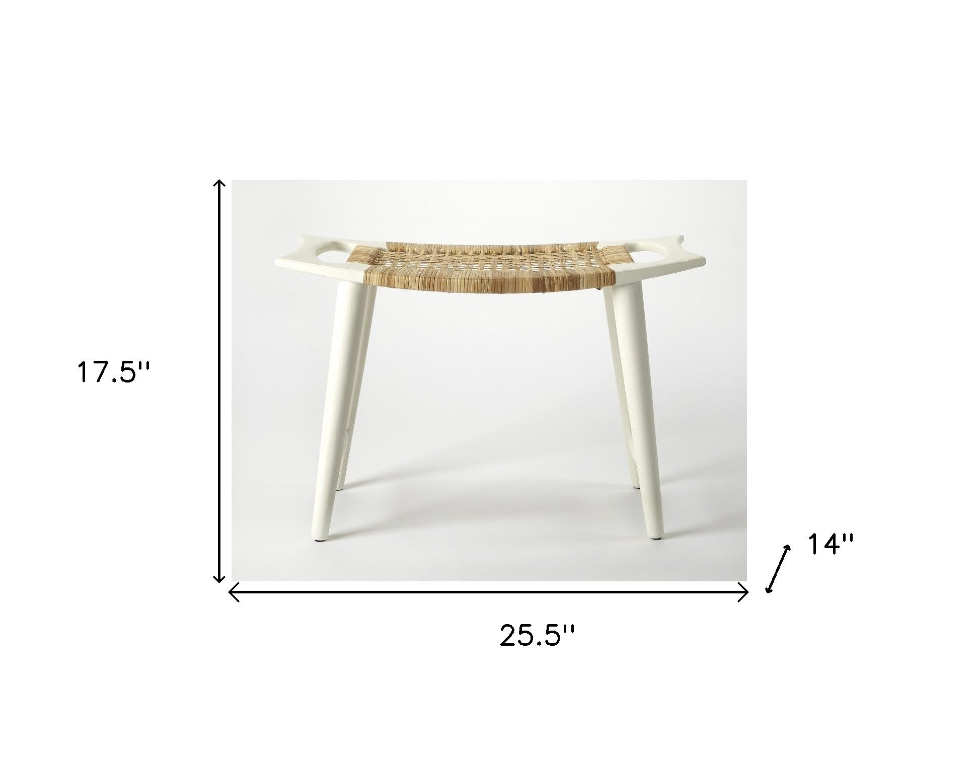 White And Natural Cane Woven Stool