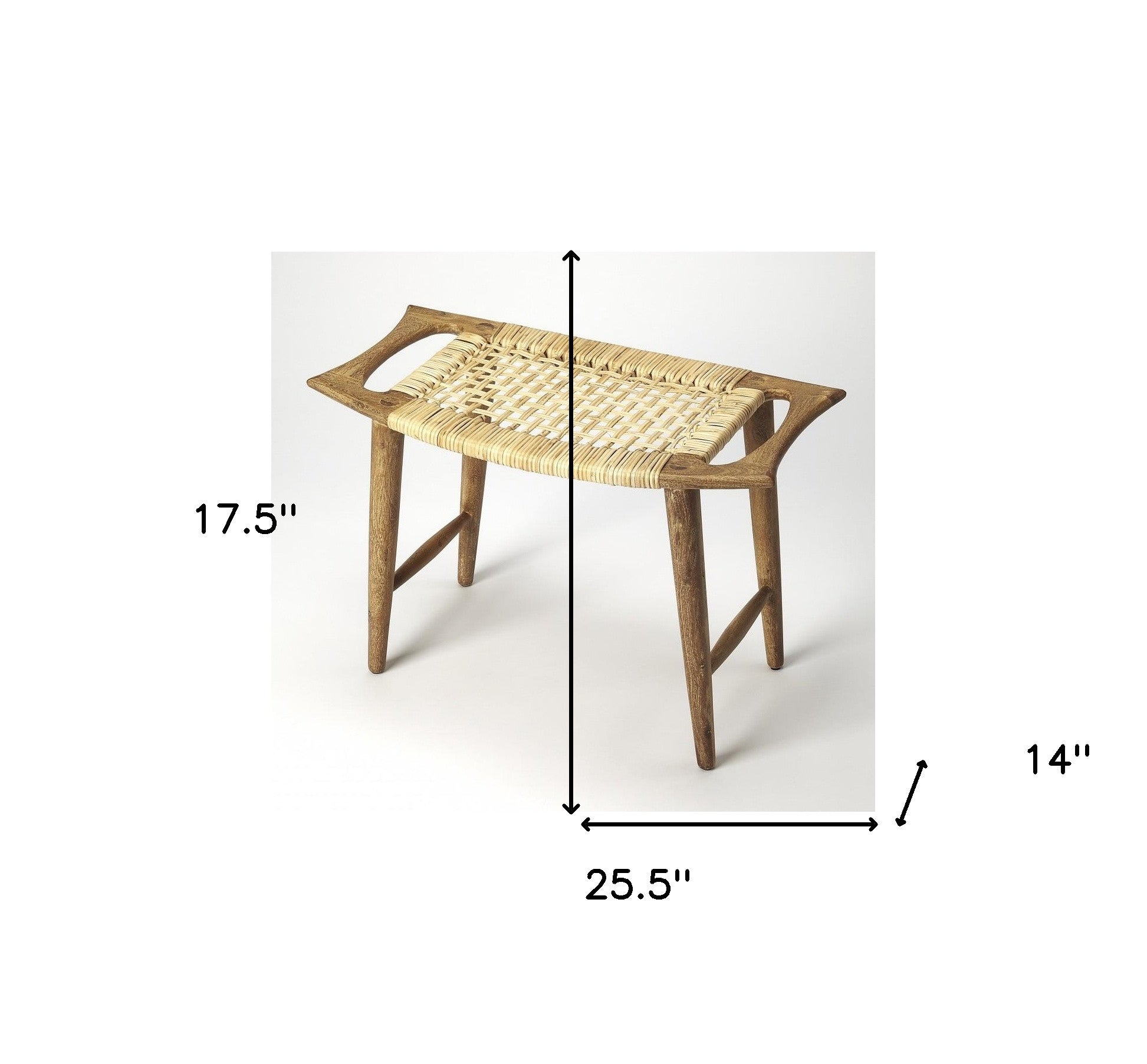 Natural Wood Finish Cane Stool