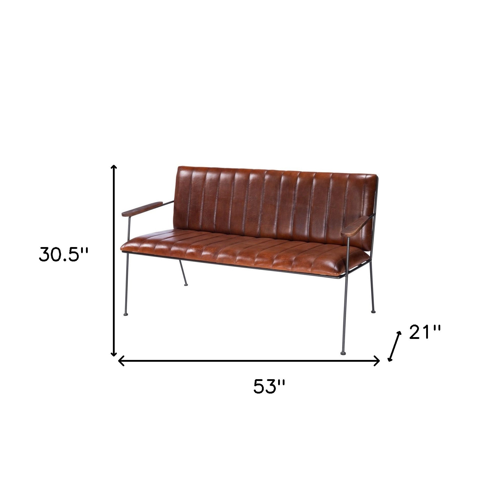 Executive Chic Leather And Metal Bench