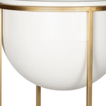Set Of Two White And Gold Metal Planters
