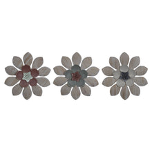 Set Of Three Wood And Metal Flower Wall Decor