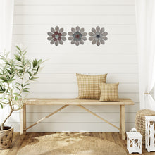 Set Of Three Wood And Metal Flower Wall Decor