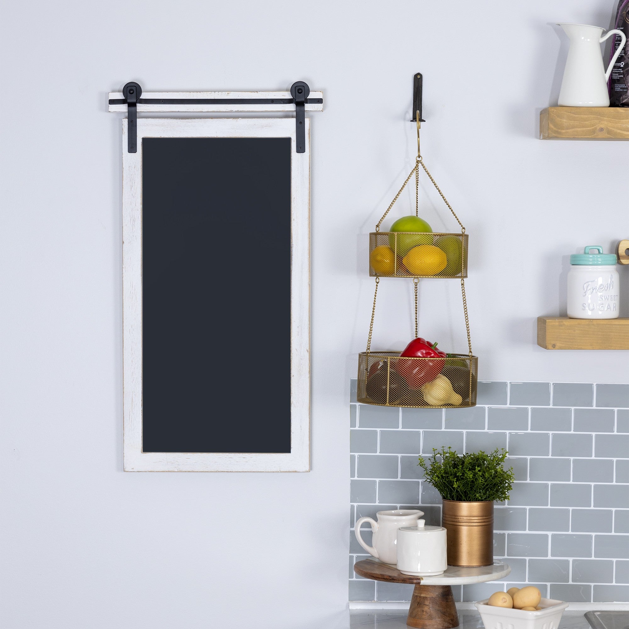 兩層金色金屬掛籃