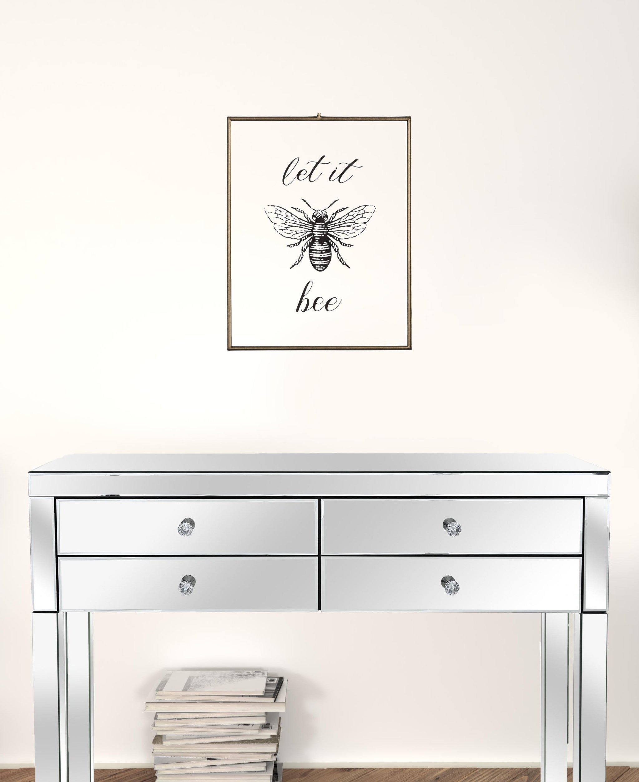 Gold Metal Framed Let It Bee Wall Art