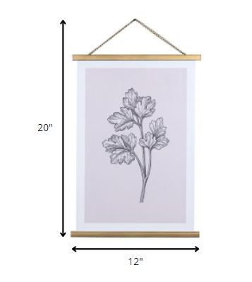 Pink Floral Print Scroll Wall Art
