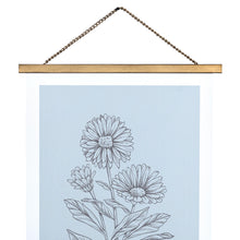 Blue Floral Print Scroll Wall Art