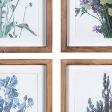 Set Of Four Floral Print Wooden Frame Wall Art