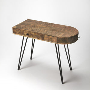 38" Brown And Black Mango Wood Half Circle Writing Desk