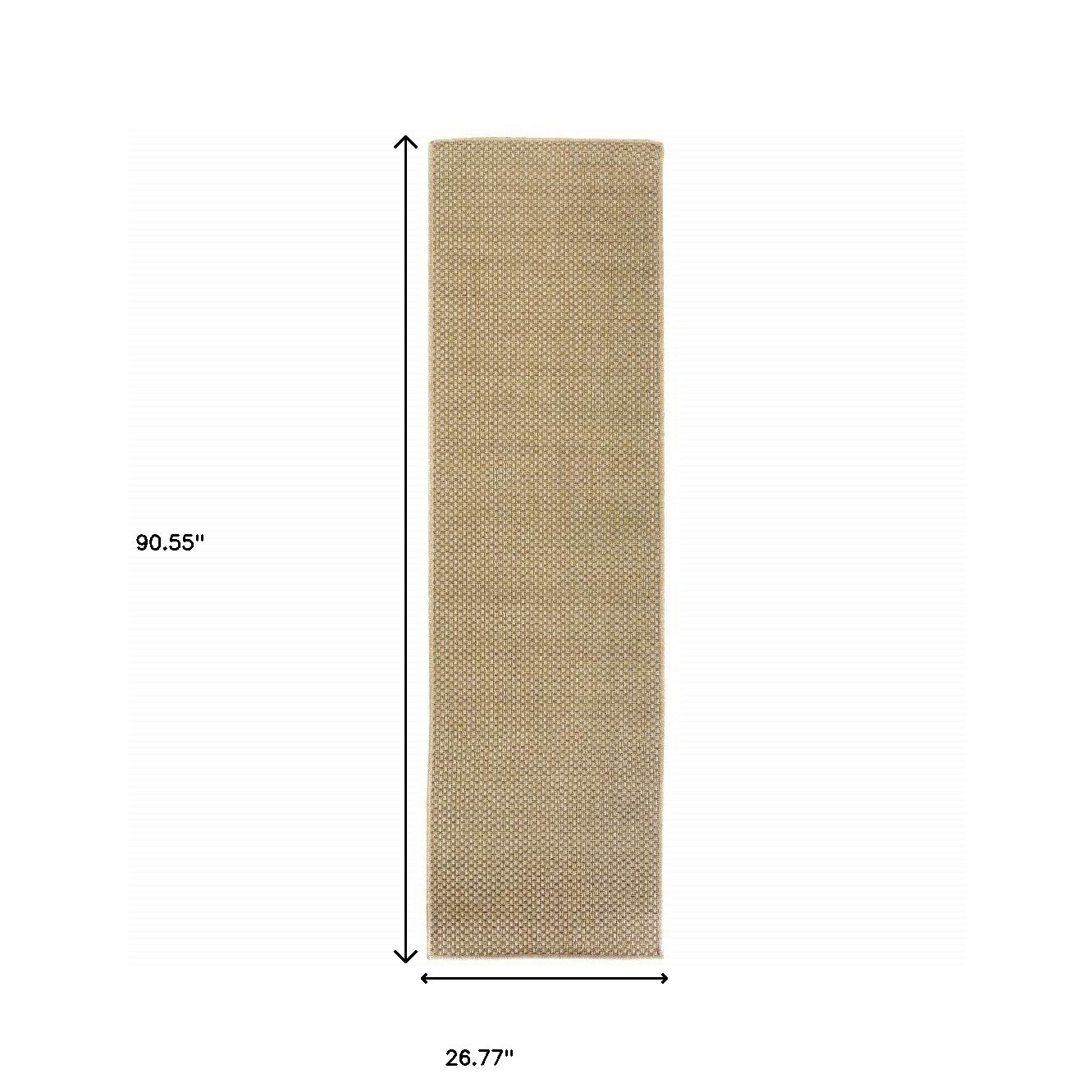 2’X8’ Solid Sand Beige Indoor Outdoor Runner Rug