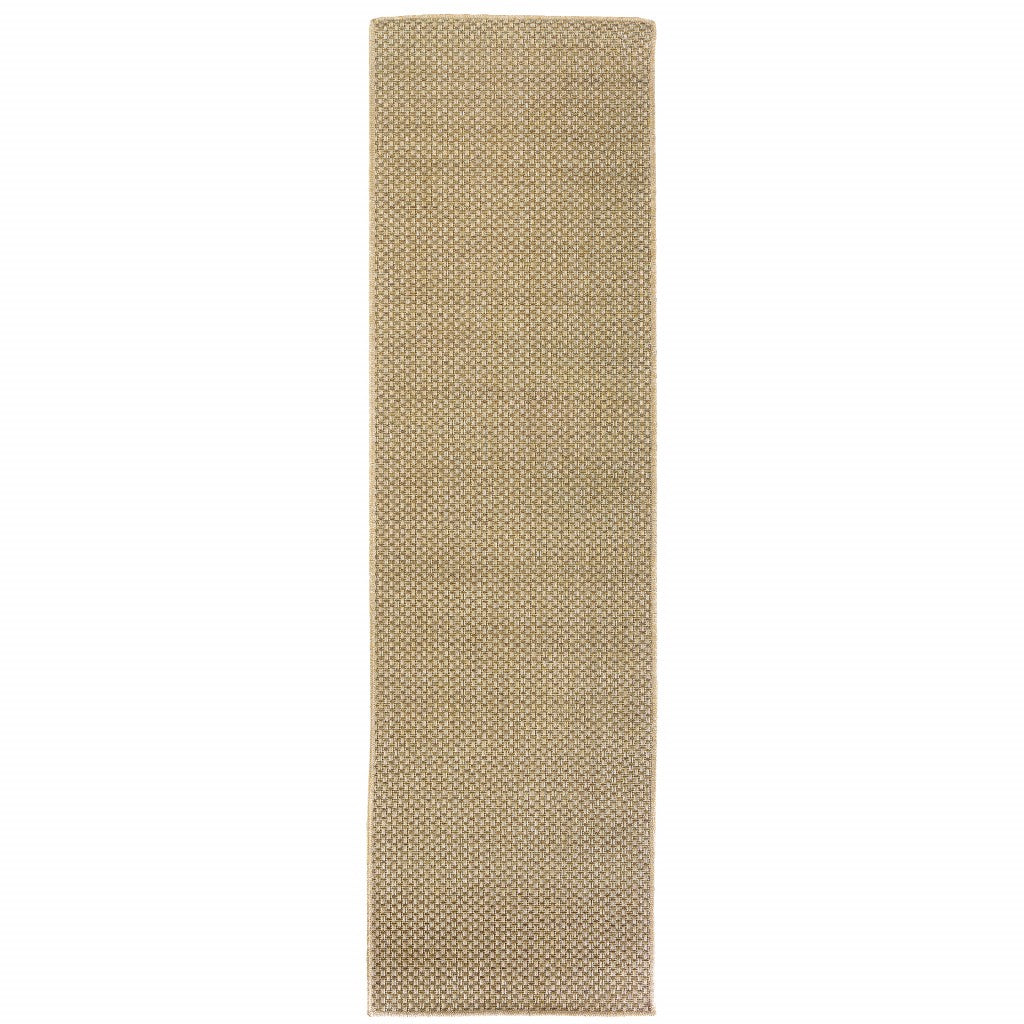 2’X8’ Solid Sand Beige Indoor Outdoor Runner Rug