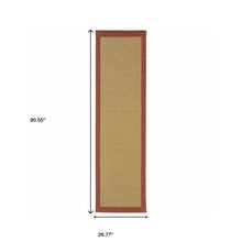 2’X8’ Beige And Red Plain Indoor Outdoor Runner Rug