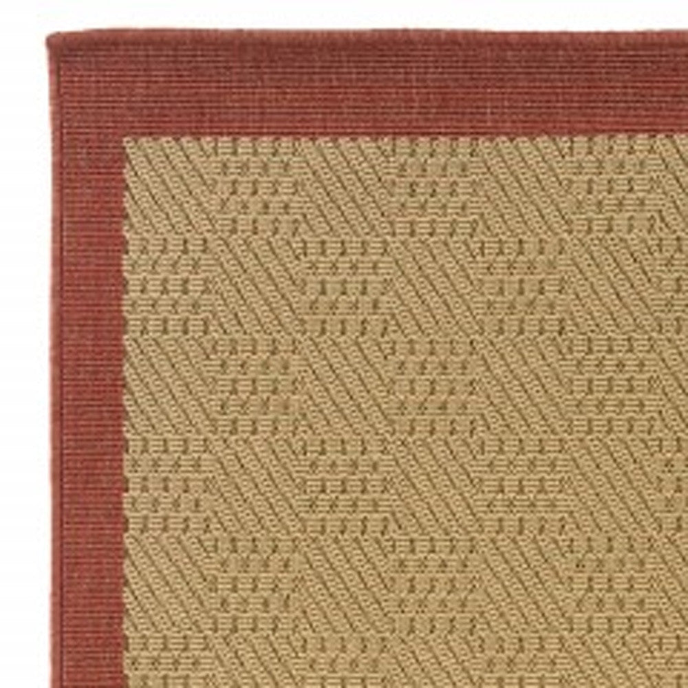 2’X8’ Beige And Red Plain Indoor Outdoor Runner Rug