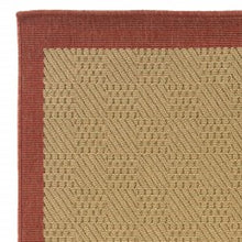 2’X8’ Beige And Red Plain Indoor Outdoor Runner Rug