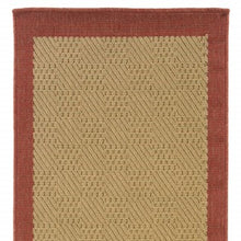 2’X8’ Beige And Red Plain Indoor Outdoor Runner Rug