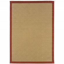 2’X8’ Beige And Red Plain Indoor Outdoor Runner Rug