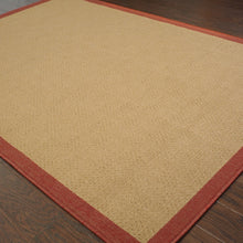 2’X8’ Beige And Red Plain Indoor Outdoor Runner Rug
