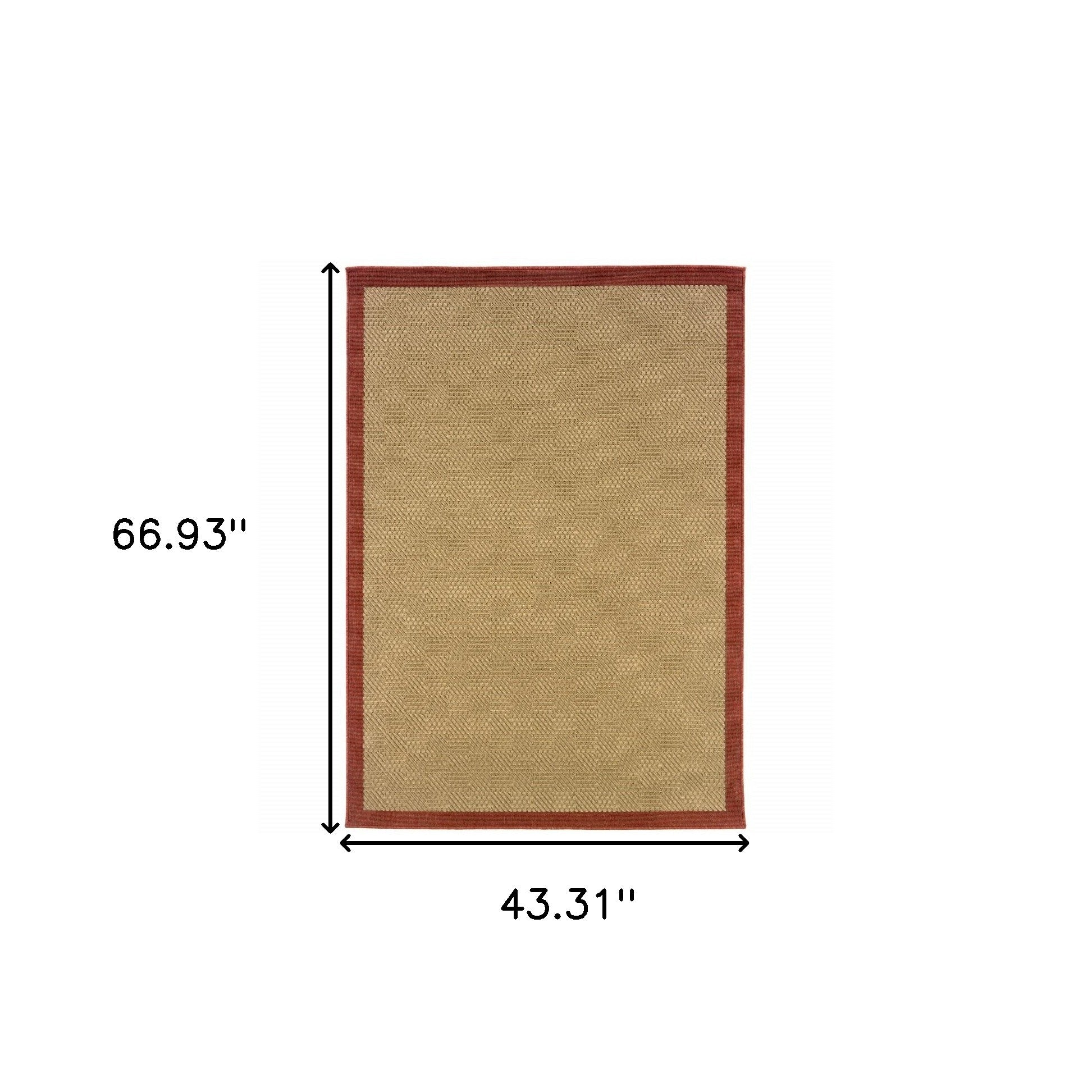 2’X8’ Beige And Red Plain Indoor Outdoor Runner Rug