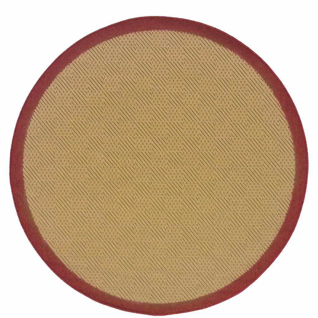 2’X8’ Beige And Red Plain Indoor Outdoor Runner Rug