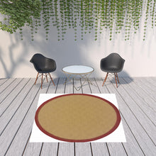 2’X8’ Beige And Red Plain Indoor Outdoor Runner Rug