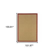 2’X8’ Beige And Red Plain Indoor Outdoor Runner Rug