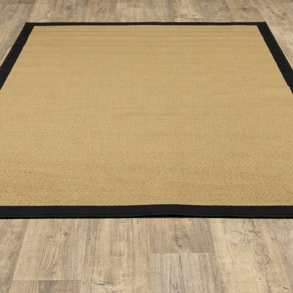 Beige And Black Plain Indoor Outdoor Runner Rug - 2’ x 8’
